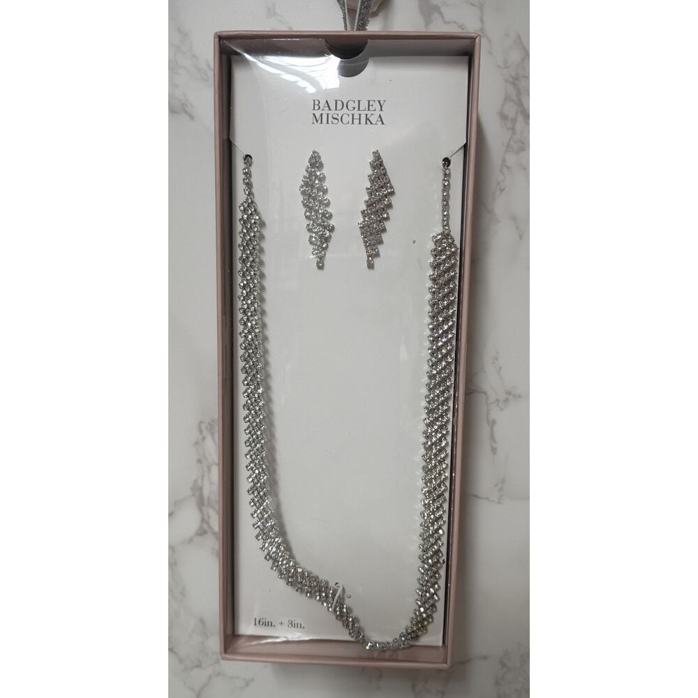 BADGLEY MISCHKA Rhinestone Necklace & Earrings Set - NWT